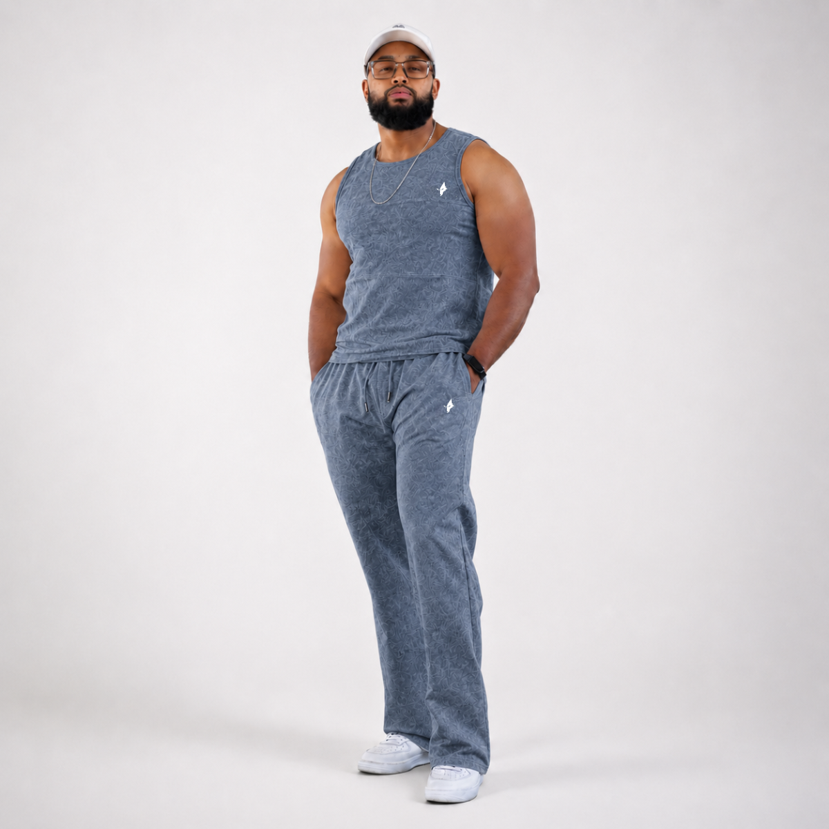 THE WOLFZ – Conjunto Camiseta sin Mangas y Pantalón Arctic Marble Edition